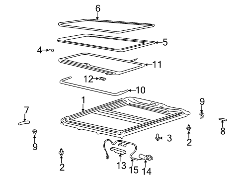 2004 Buick LeSabre Sunroof Handle, Sun Roof Sunshade *Cashmere Diagram for 89022711