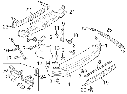 2018 Ford EcoSport Rear Bumper Cap Diagram for GN1Z17K922B