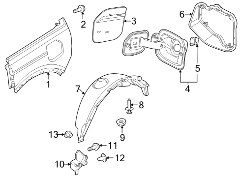 2022 Ford Bronco Quarter Panel & Components HOUSING - FUEL TANK FILLER PIP Diagram for M2DZ5427936A