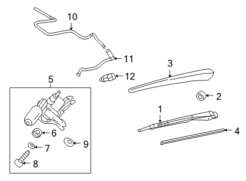 2010 Cadillac CTS Lift Gate - Wiper & Washer Components Wiper Arm Cover Diagram for 25937776