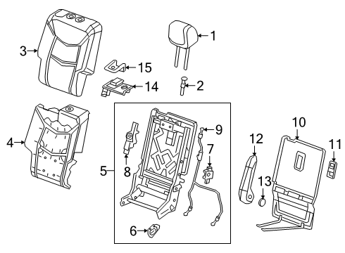 2022 Cadillac XT6 Second Row Seats Armrest Diagram for 84589763