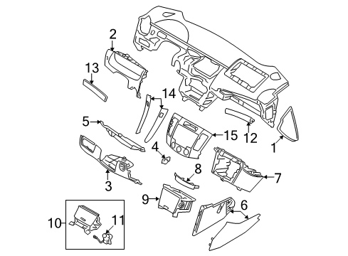 2010 Hyundai Sonata Cluster & Switches, Instrument Panel Garnish Assembly-Crash Pad Center, LH Diagram for 847803K5006Y