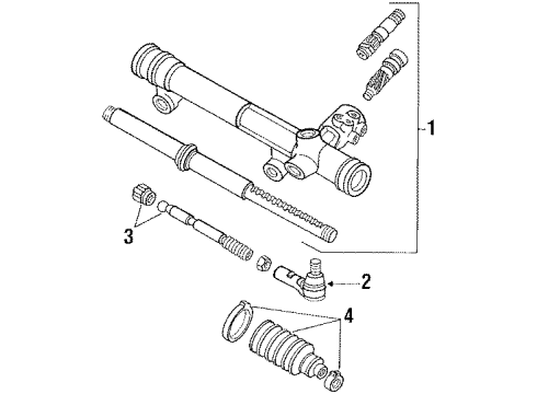 1994 Lincoln Continental P/S Pump & Hoses, Steering Gear & Linkage Gear Assembly Diagram for F3OZ3504ACRM