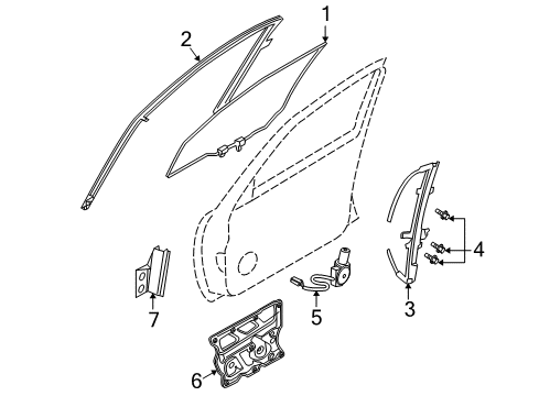 2006 Nissan Altima Front Door Glass Run Rubber-Front Door, LH Diagram for 803318J000
