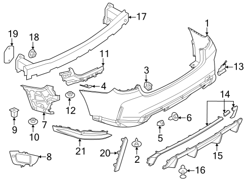 Bumper & Components - Rear REFLECTOR, REAR LEFT Diagram for 63148081815
