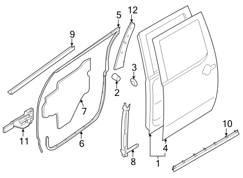 2022 Nissan Frontier Door & Components WEATHERSTRIP-REAR DOOR, LH Diagram for 828319BU0A