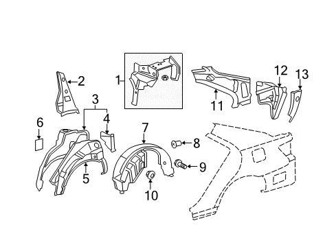 2009 Toyota Camry Inner Structure - Quarter Panel Wheelhouse Liner Diagram for 6563833030