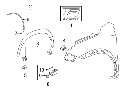 2018 Lexus NX300 Exterior Trim - Fender Front Fender Name Plate, No.1 Diagram for 7536178010