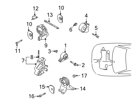 2002 Mitsubishi Eclipse Engine & Trans Mounting Bracket-Engine Mount Diagram for 1091A013
