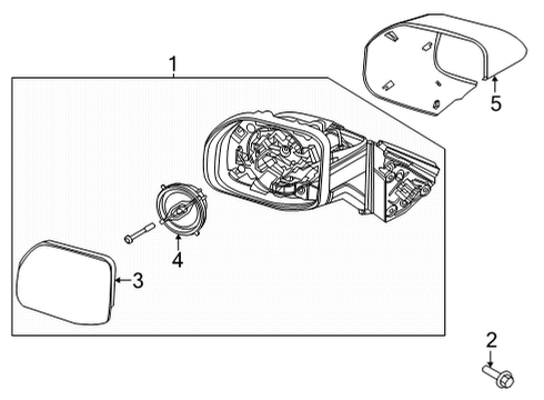 2022 Ford Bronco Sport Mirrors GLASS ASY - REAR VIEW OUTER MI Diagram for M1PZ17K707C