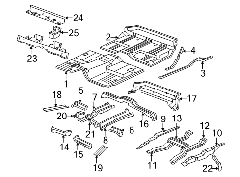 2008 Chevrolet Avalanche Pillars, Rocker & Floor - Floor & Rails Center Floor Pan Diagram for 15950125