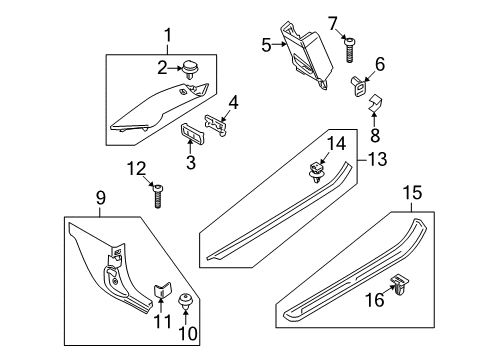 2009 BMW 128i Interior Trim - Pillars, Rocker & Floor Cover, Column A Right Diagram for 51432997410