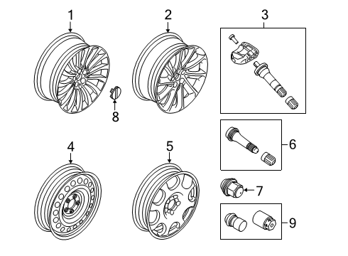 2020 Lincoln Aviator Wheels Wheel, Alloy Diagram for LC5Z1007B