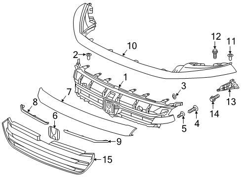 2022 Honda Insight Grille & Components Emblem (H) Diagram for 75700TF0000