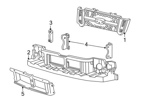 2001 Ford Explorer Sport Grille & Components Grille Diagram for 1L5Z17B968BA
