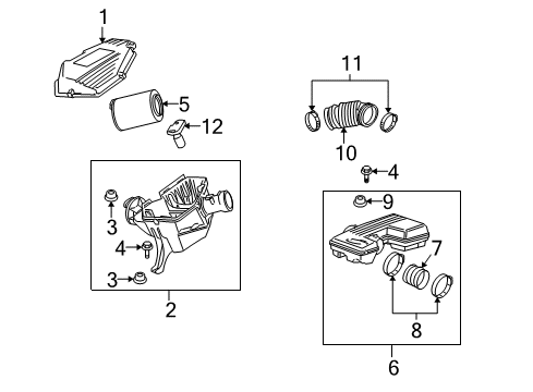 2006 Hummer H3 Air Intake Outlet Duct Clamp Diagram for 15202421