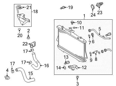 2012 Toyota Highlander Radiator & Components Radiator Assembly Diagram for 160410V050