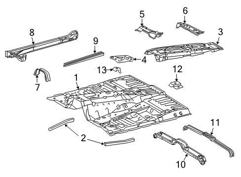2014 Toyota Land Cruiser Floor Retainer, Front Floor Reinforcement, Front Diagram for 5751660010