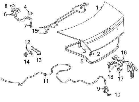 2004 Dodge Stratus Trunk Lid Cylinder Lock-Deck Lid Lock Diagram for MR990836