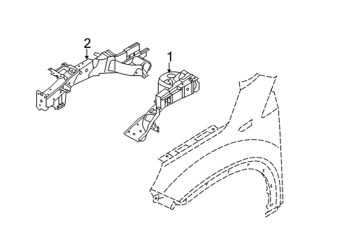 2013 Kia Sorento Structural Components & Rails Member Assembly-Front Side Diagram for 646021U000