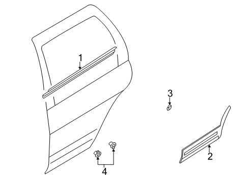 1998 Infiniti QX4 Exterior Trim - Rear Door Moulding-Rear Door, RH Diagram for 828701W311