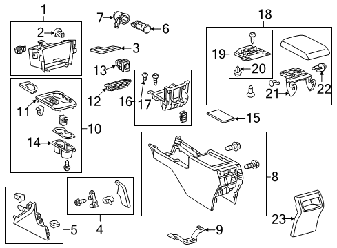 2013 Toyota Camry Center Console Center Console Diagram for 5891006101B1