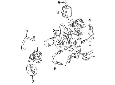 1996 Chevrolet Camaro P/S Pump & Hoses, Steering Gear & Linkage Hose Asm-P/S Fluid Reservoir Diagram for 26040373