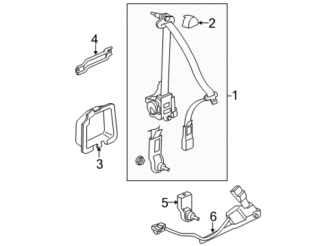 2008 Honda Civic Seat Belt Anchor Assy., FR. Seat (Outer)*NH167L* (GRAPHITE BLACK) Diagram for 81470SVAA01ZB