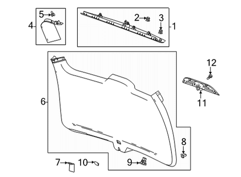 1992 Eagle Talon Interior Trim - Lift Gate Lower Trim Panel Pin Diagram for 23464786