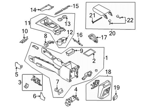 2022 Ford Bronco Front Console PANEL ASY - CONSOLE Diagram for M2DZ78045A36AB