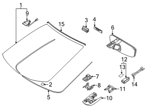 2020 Toyota Mirai Glass, Reveal Moldings Windshield Retainer Diagram for 5611462010