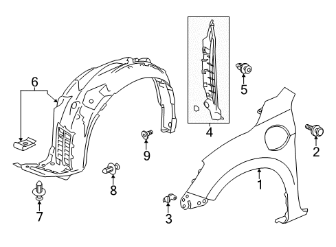 2014 Honda Accord Fender & Components, Exterior Trim Panel, Left Front Fender (Dot) Diagram for 60261T3VA90ZZ