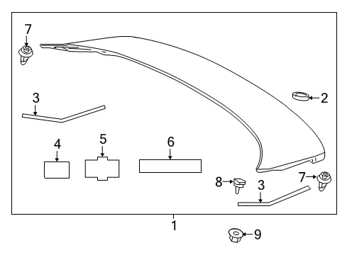 2020 Toyota Prius Rear Spoiler Spoiler Assembly Protector Diagram for 7687247060
