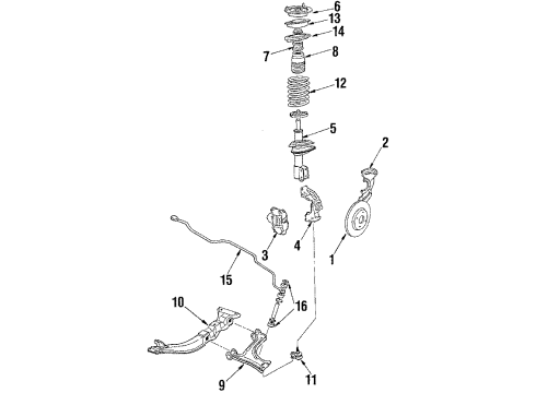 1987 Chevrolet Cavalier Front Brakes Mount Asm, Front Suspension Strut Diagram for 17989307