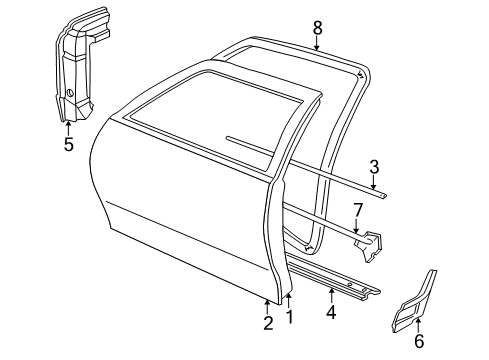 2005 Pontiac Sunfire Door & Components Weatherstrip Asm, Front & Rear Side Door Diagram for 89022844
