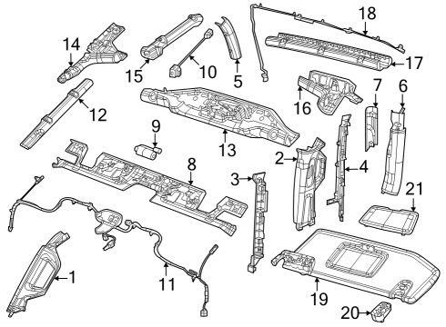 2019 Jeep Wrangler Interior Trim - Roll Bar & Components Support-Visor Diagram for 6EF95TX7AE