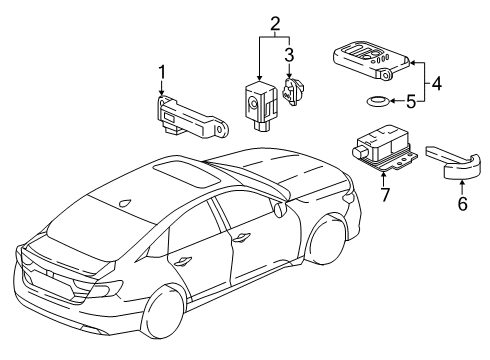 2018 Honda Clarity Keyless Entry Components Unit Assy., Smart Rf Diagram for 38360TRTA01