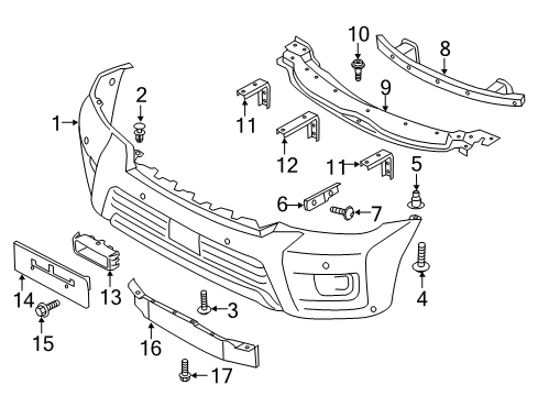 2020 Nissan Armada Front Bumper Bolt Diagram for 544590M03A