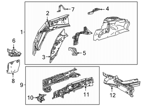 2022 Toyota Sienna Structural Components & Rails Bumper Bracket Diagram for 5701408020