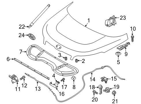2015 Kia Soul EV Hood & Components, Exterior Trim Cable Assembly-Hood Latch Diagram for 81190E4000