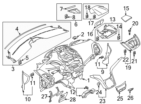 2014 Ford C-Max Instrument Panel Components Lower Molding Bezel Diagram for CJ5Z11584AA