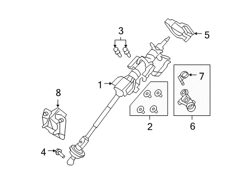 2007 Ford Edge Steering Column & Wheel, Steering Gear & Linkage Column Assembly Diagram for 9T4Z3524A