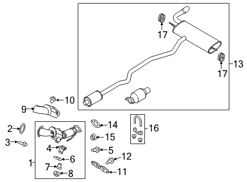 2020 Ford Fusion Exhaust Components Converter Shield Diagram for CV6Z9N454B