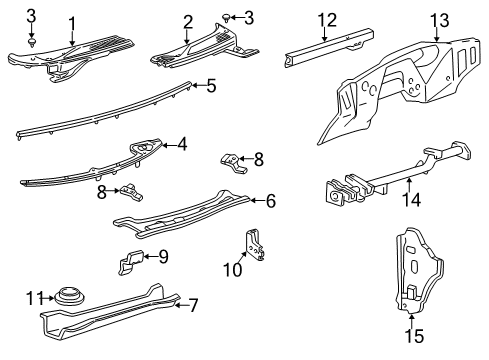1998 Ford F-150 Cab Cowl Cowl Top Panel Brace Diagram for F65Z1502428AA