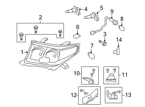 2010 Toyota Land Cruiser Headlamps, Headlamp Washers/Wipers Socket & Wire Diagram for 8112560D30