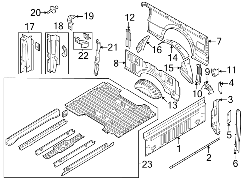 Front & Side Panels, Floor Floor Pan Diagram for HC3Z9611215A