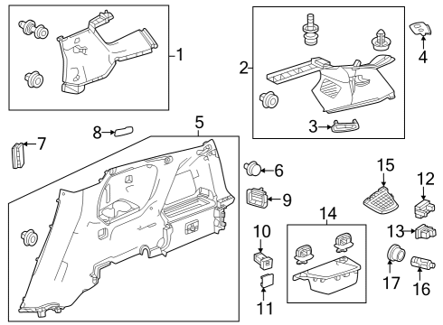 Interior Trim - Quarter Panels Hook Assy., Side *NH900L* (DEEP BLACK) Diagram for 84617THRA00ZA