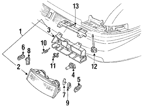 1995 Oldsmobile Silhouette Headlamps Headlamp Capsule Assembly Diagram for 16516395