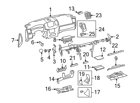2008 Toyota Land Cruiser Cluster & Switches, Instrument Panel Reinforcement Assy, Instrument Panel Diagram for 5533060210