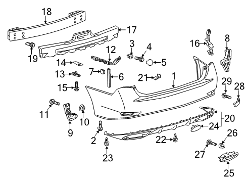 2014 Lexus GS350 Rear Bumper Extension Sub-Assembly Diagram for 5210830030